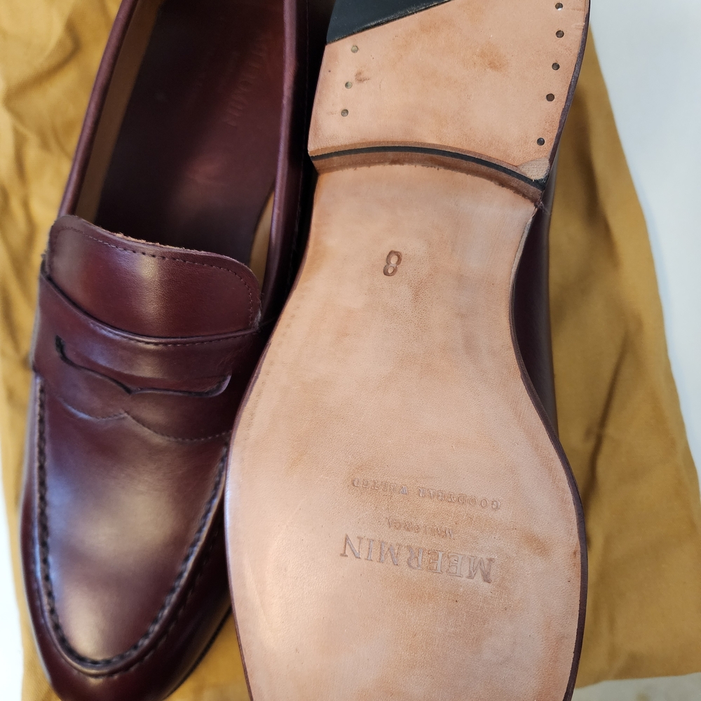 Meermin Calf Leather Burgundy Loafers Size US 9/UK 8 - Picture 2 of 7